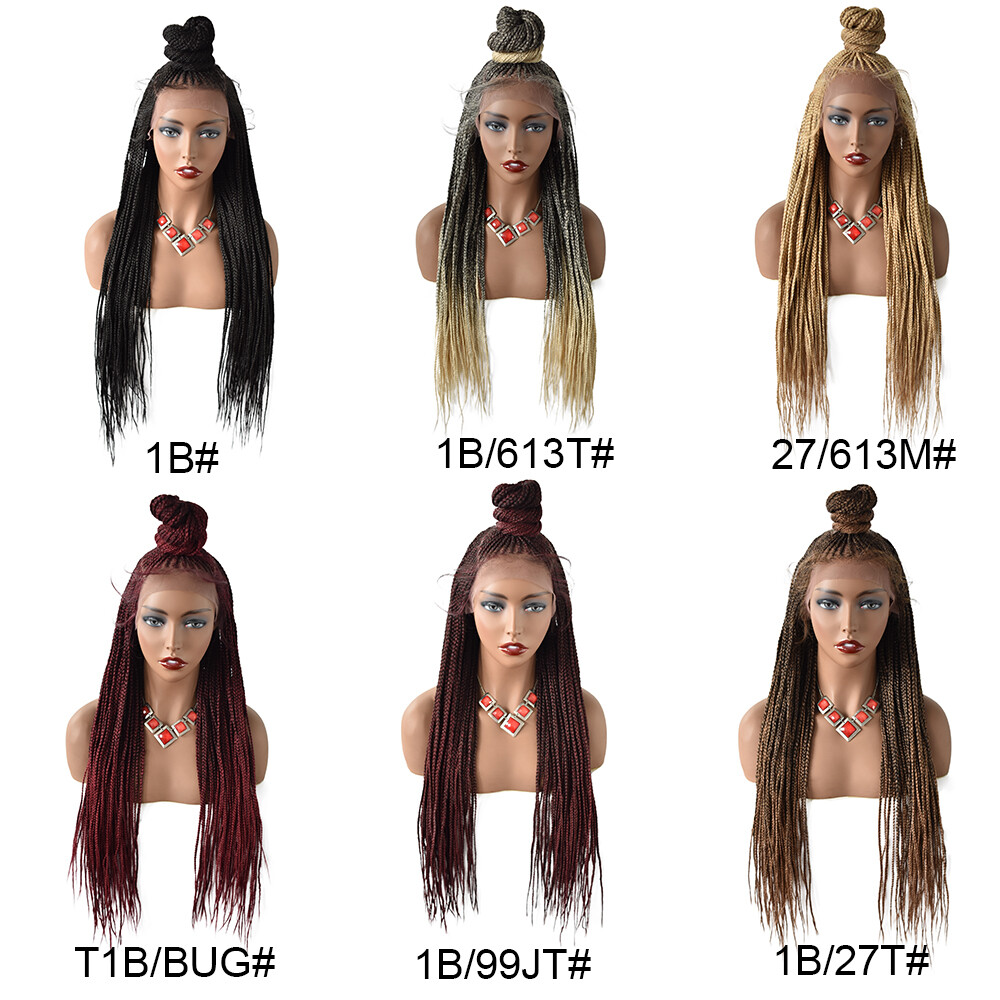 Hand Braided Swiss Lace Front Updo Bun Cornrow Braids Women Wigs Baby Hair 35″
