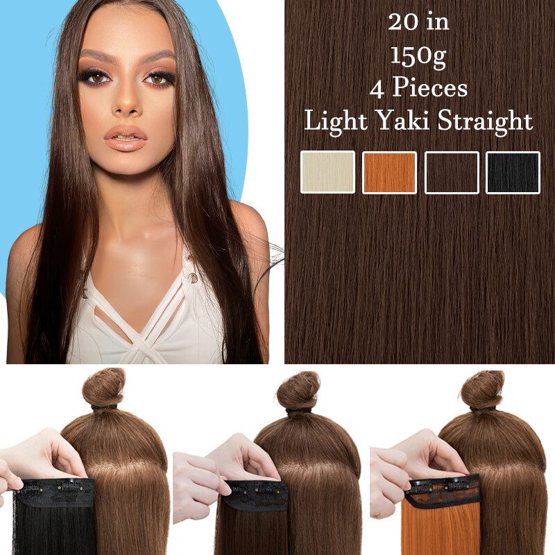 100% Long THICK Clip in Hair Extensions Full Head 4 Pieces Long For Women 180g