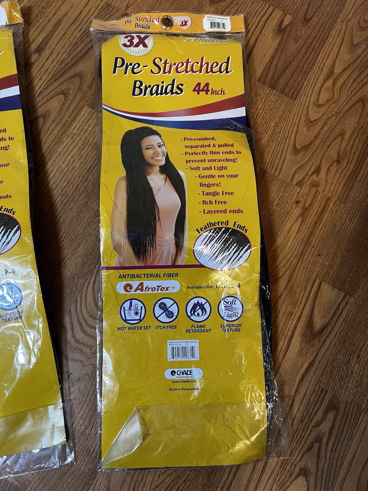 Set of 3 Amour Pre Stretched Braids 44 Inch 1B 3Pack AfroTex Antibacterial