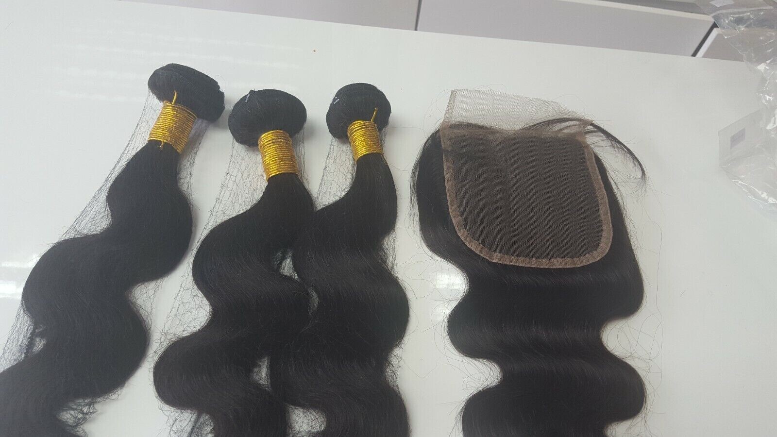 13A BRAZILIAN VIRGIN HUMAN HAIR BODY WAVE BUNDLE 20+20+20&20INCH 5X5 CLOSURE 1B#