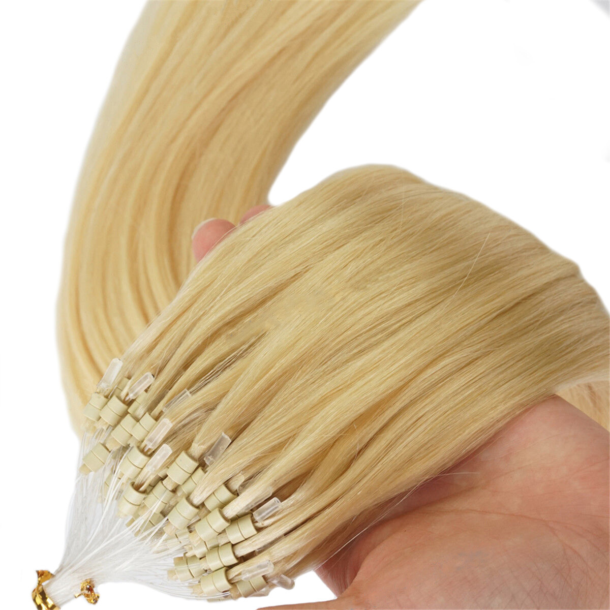Micro Ring Loop Human Hair Extensions Microbeads Link Remy Hair Double Drawn 1g