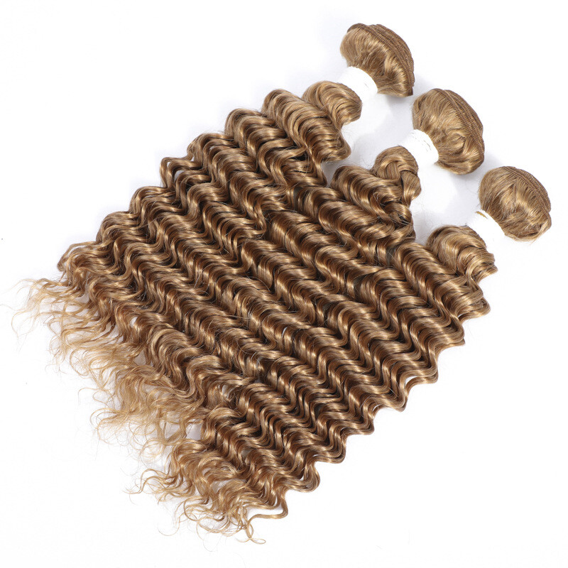 27# Color Deep Wave Ombre Color 10-26in 3 Bundles Brazilian 100% Human Hair