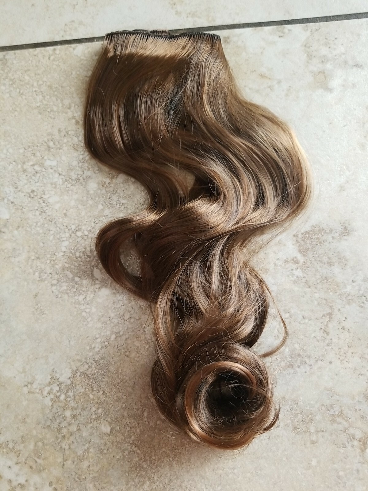 Brown mix color One Piece Hair Extension 3/4 Full Head Clip (Synthetic)