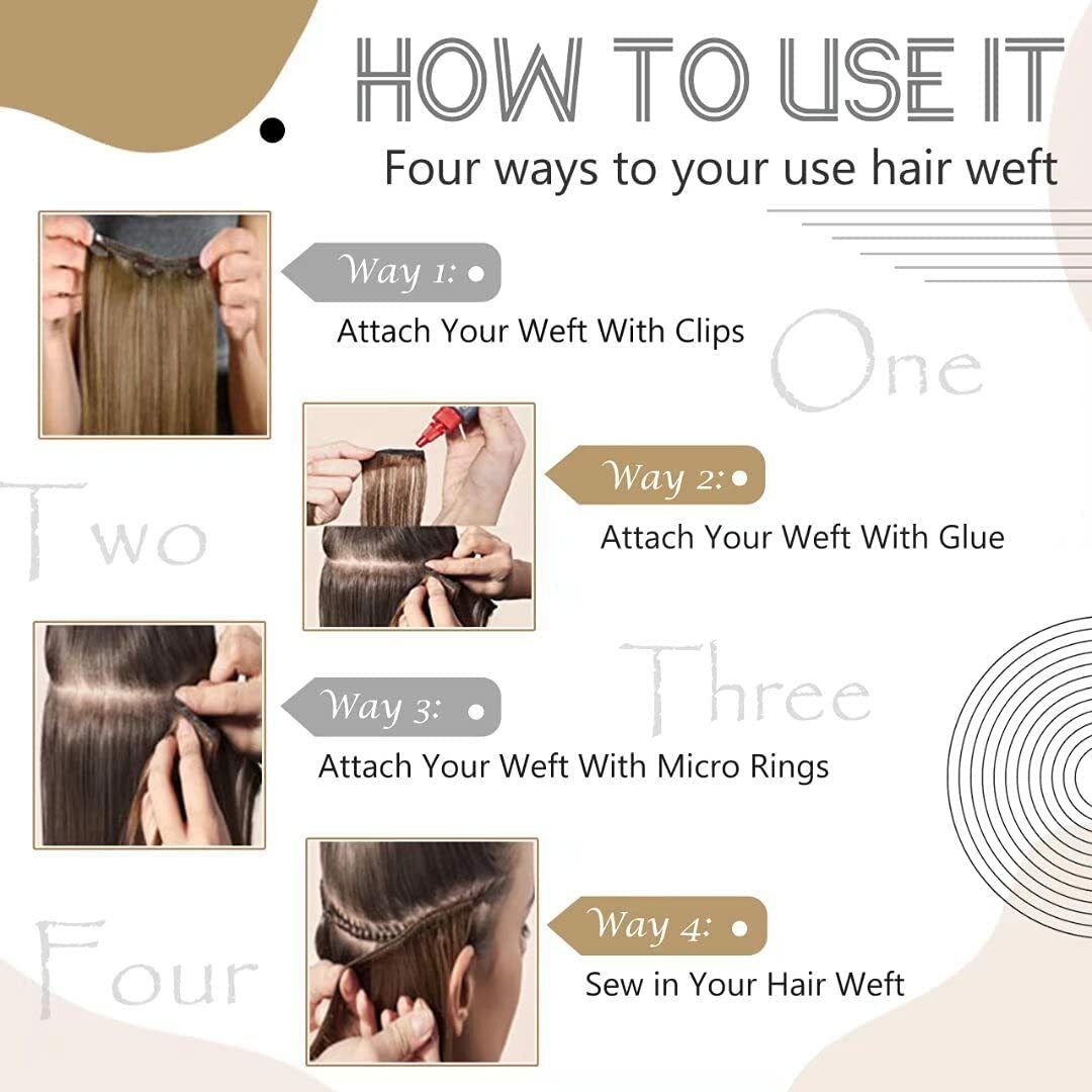 Double Weft Sew in Hair Extensions Real Remy Human Hair Weft For Full Head 100gr