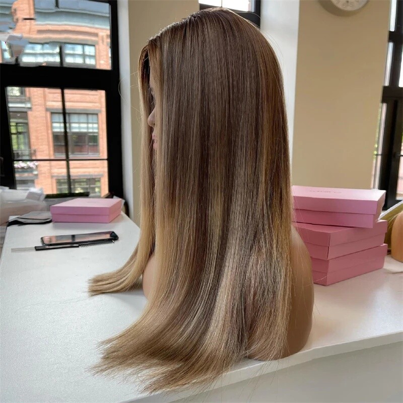 Women Real Human Hair Wig 13×4 Lace Front Wig 20Inch Straight Wig for Daily Use