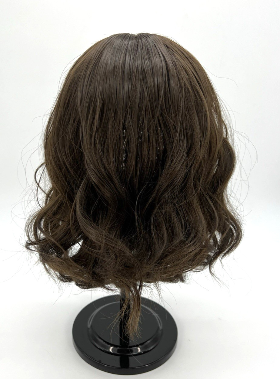 Dark Brown with Bangs Short Wavy 12in Women Premium Hair Wig