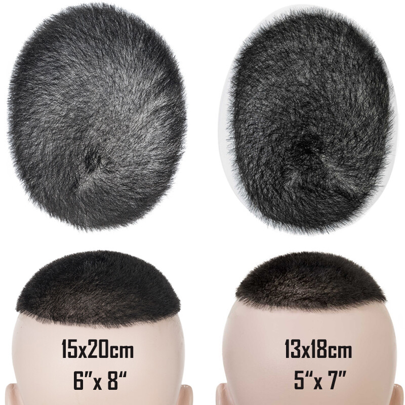 Ultra Thin Skin Slicked Back Mens Human Hair Toupee Topper System Buzz Cut 6″X8″