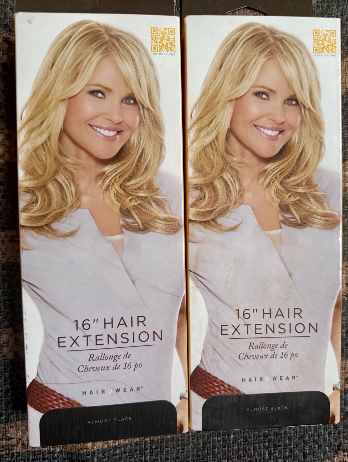 Hair2Wear Christie Brinkley Collection 16”Hair Extension-ALMOST BLACK~Lot of 2
