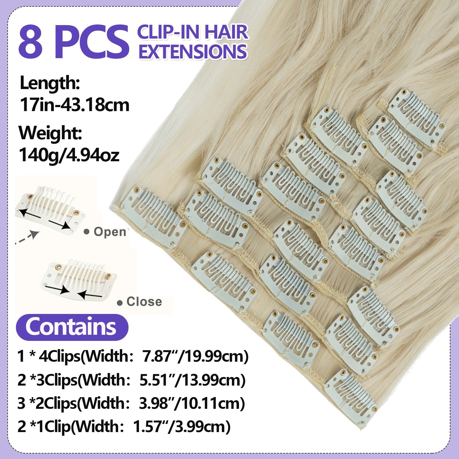 CLEARANCE Thick Clip In Hair Extensions 8PCS 18Clips Curly Wavy As Human Hair US