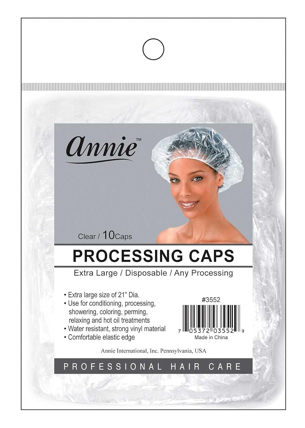 Annie 10 Count Processing Cap Extra Large Clear #3552