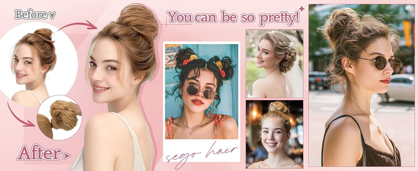 Messy Bun Hair Piece Strawberry Blonde 27 30 mix elastic wavy scrunchie chignon
