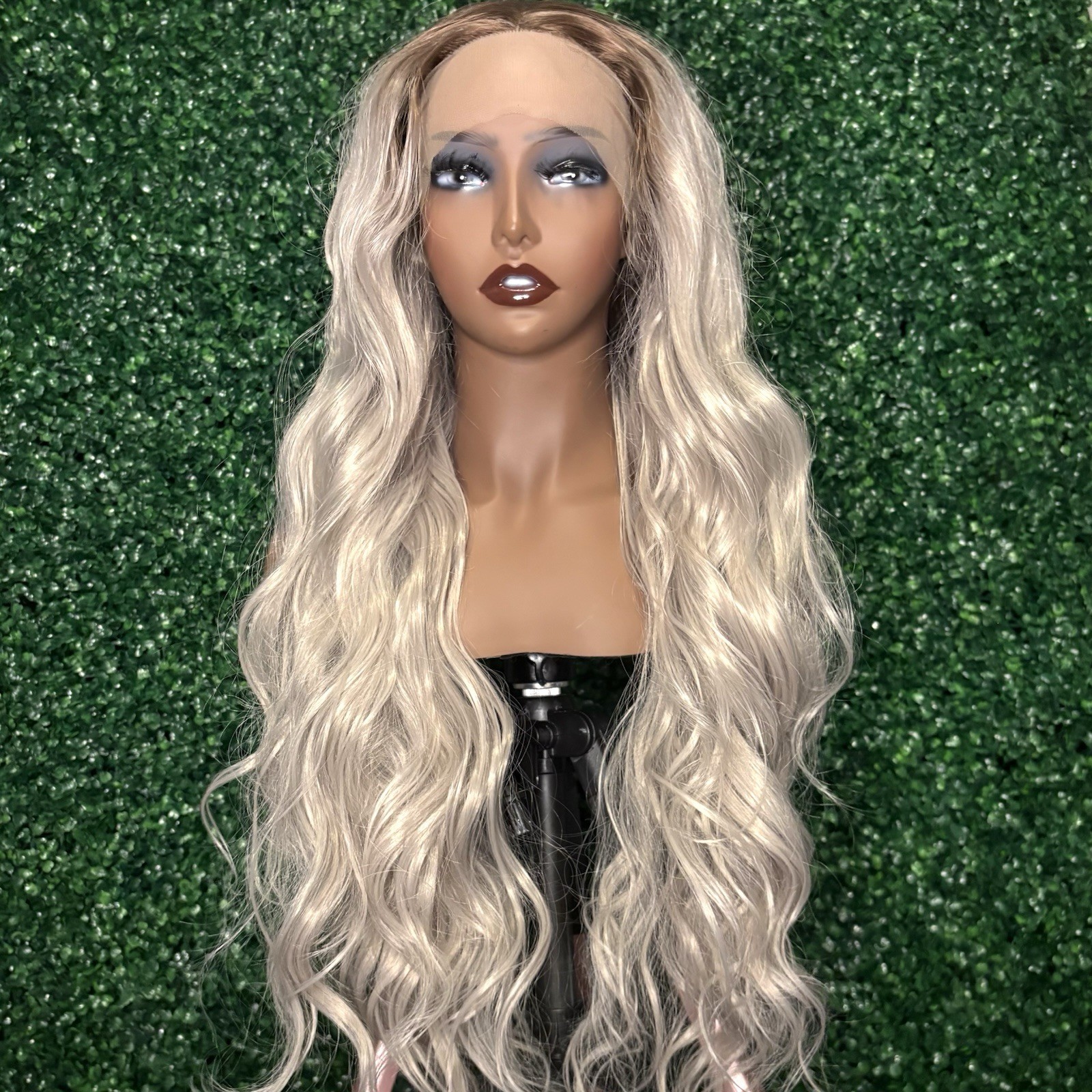 BRAND NEW 28 inch Loose Curly Lace Front Premium Synthetic Wig – Brown/Gray