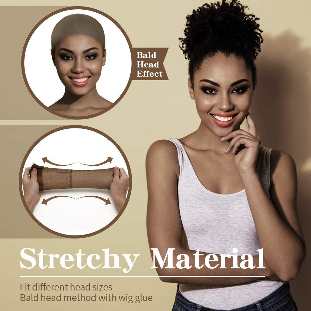 Dreamlover Wig Caps for Dark Skin Women, Stretchy 12 Count (Pack of 1), Brown