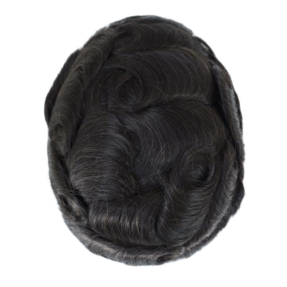 Toupee For Mens Human Hair Repelecment System Lace 0.04mm Thin Skin Hairpiece PU
