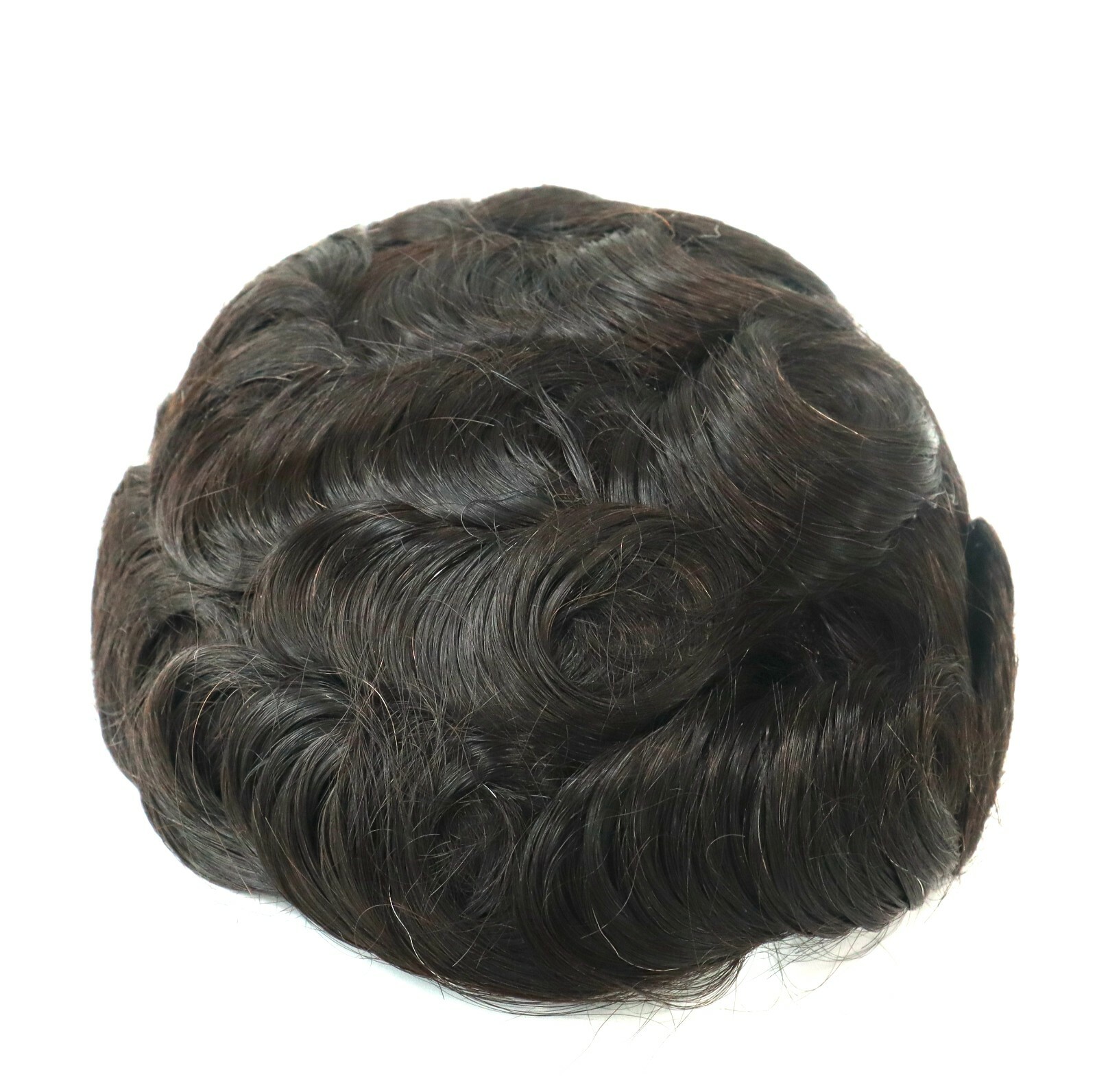 Natural Mens Hair Replacement Lace Front System Poly Coating Toupee Hairpiece#1B