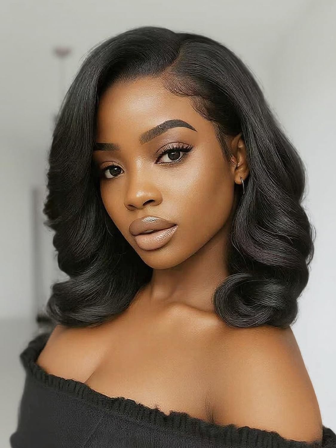 Wiger Short Body Wave Wig Side Part Lace Front Bob Wigs Pre Plucked Synthetic