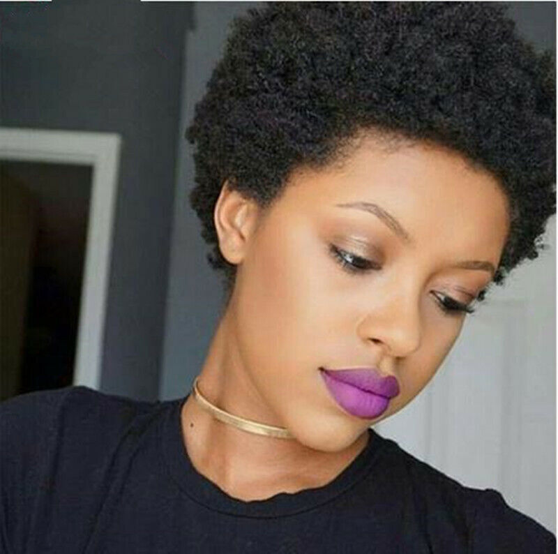 Afro Kinky Curly Human Hair Short Wigs for Women Machine Made Wig Glueless