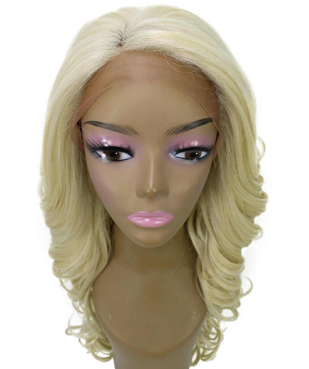 LUXLUXE Kendra Wavy 24.5″ Long 13×2.5 Hand-Tied Lace Front Wig, Light Blonde