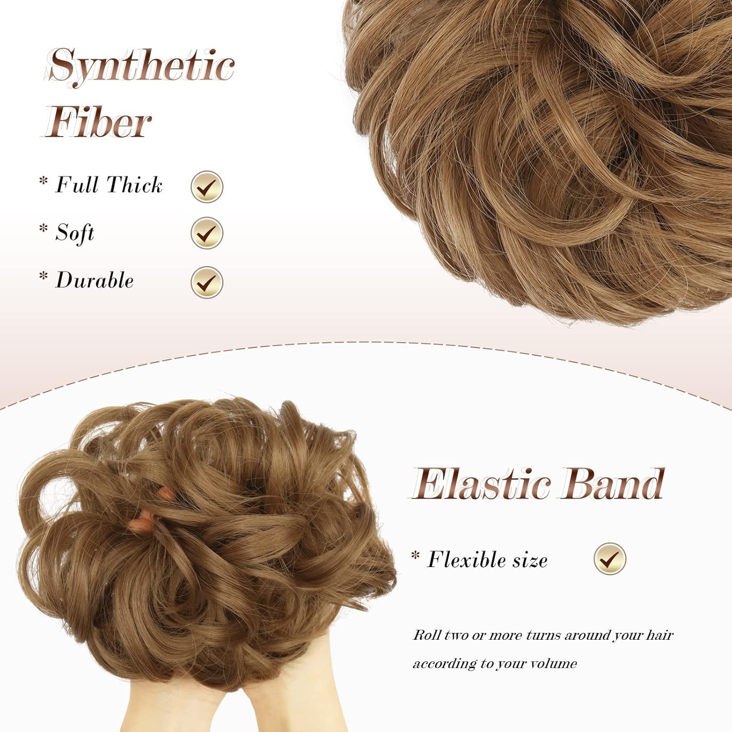 Messy Bun Hair Piece Strawberry Blonde 27 30 mix elastic wavy scrunchie chignon