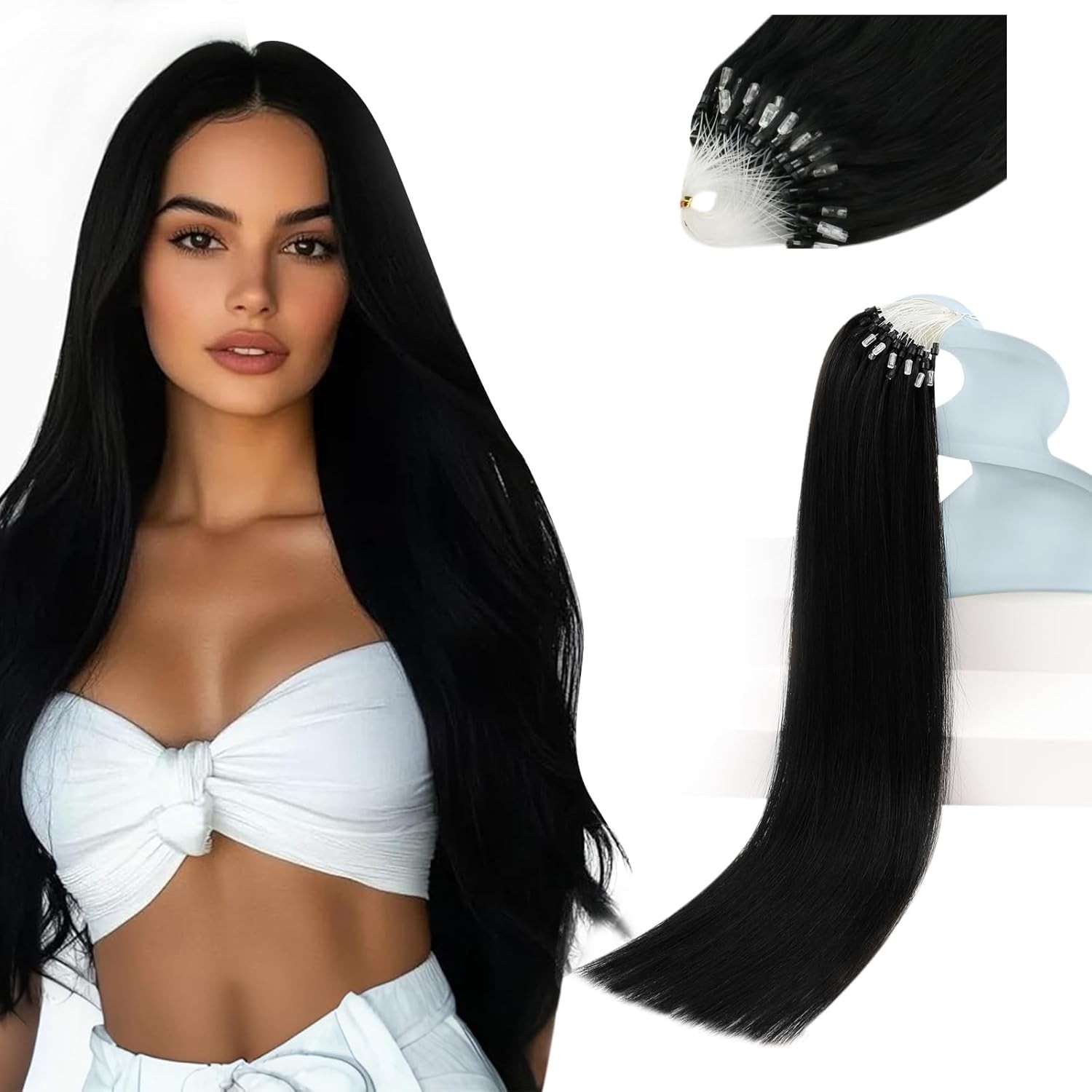 Sunny Hair MICROLINK 14in #1 Black Hair Extensions – ML_1_14_50G3