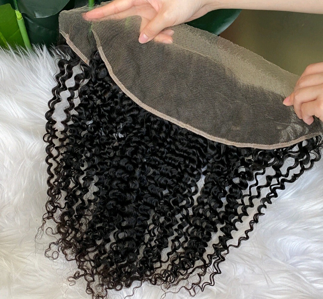 18INCH BRAZILIAN HD THIN LACE FRONTAL 13X4 EAR TO EAR DEEP CURLS COLOUR 1B# 90g
