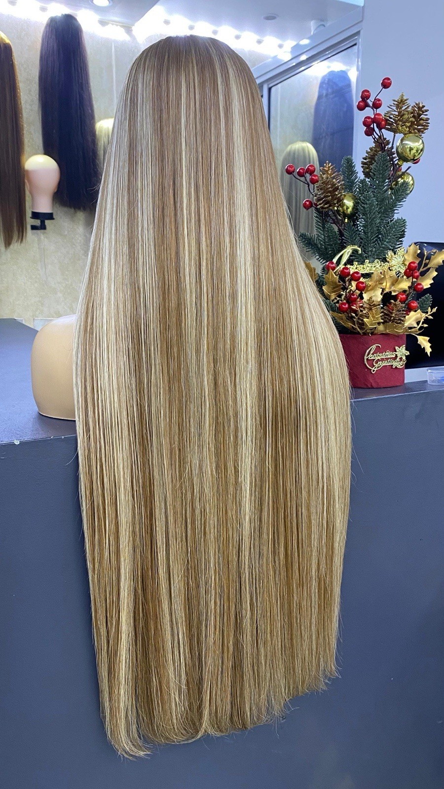 100% human hair wigs, in all colors, different lengths, wavy, straight, curly.