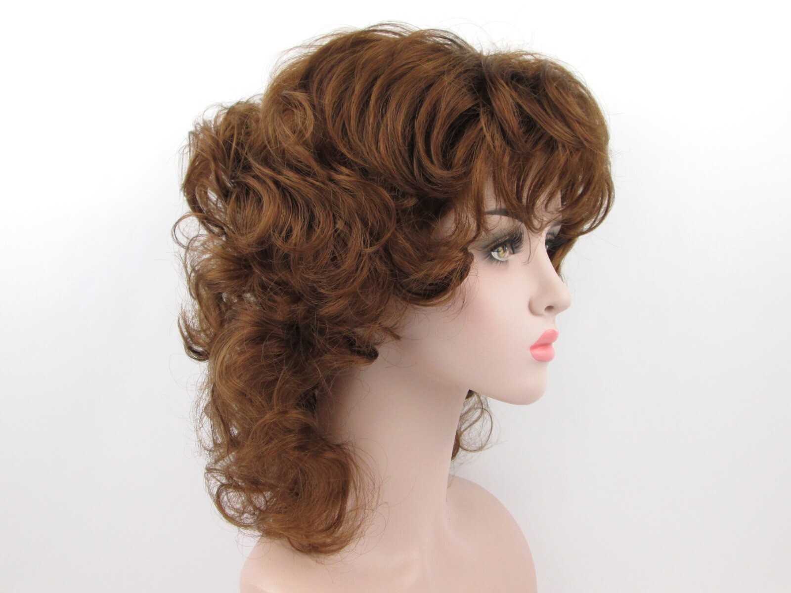 80’S WOMENS MEDIUM LENGTH WAVY LOOSE CURLS CURLY WIG W/ LAYERED FRONT SIDES LISA