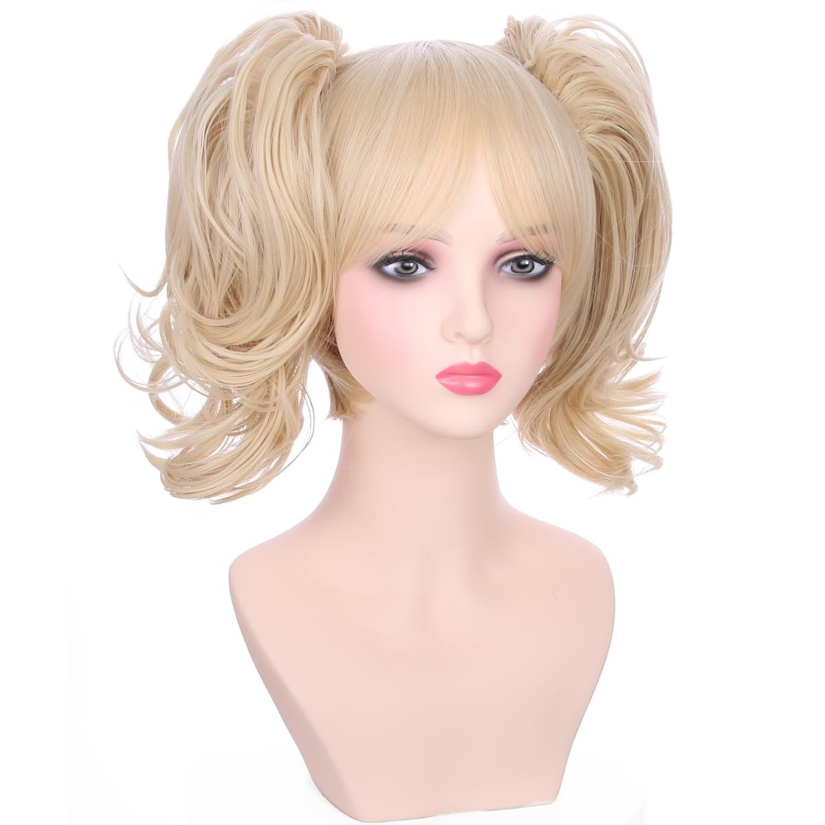 Blonde Wig for Kids Girls Short Blonde Ponytail Wig for Child Include 2 Detac…
