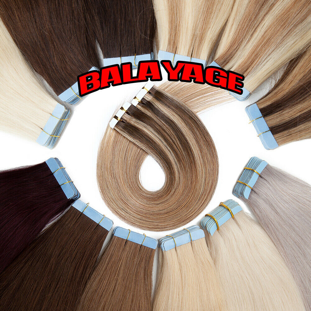 Invisible Tape-ins Human Hair Extensions Adhesive PU Skin Wefts Remy Thick Hair