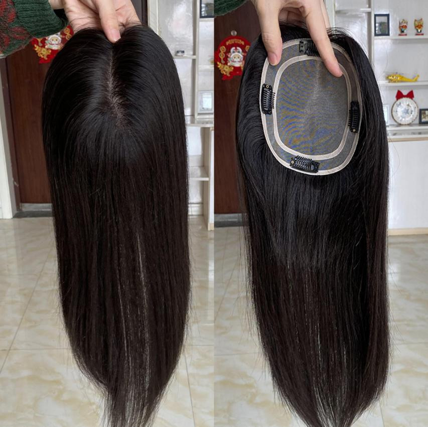 14″ 16″ 18″ Mono Base Rooted Blonde European Virgin Human Hair Toppers 5×6″