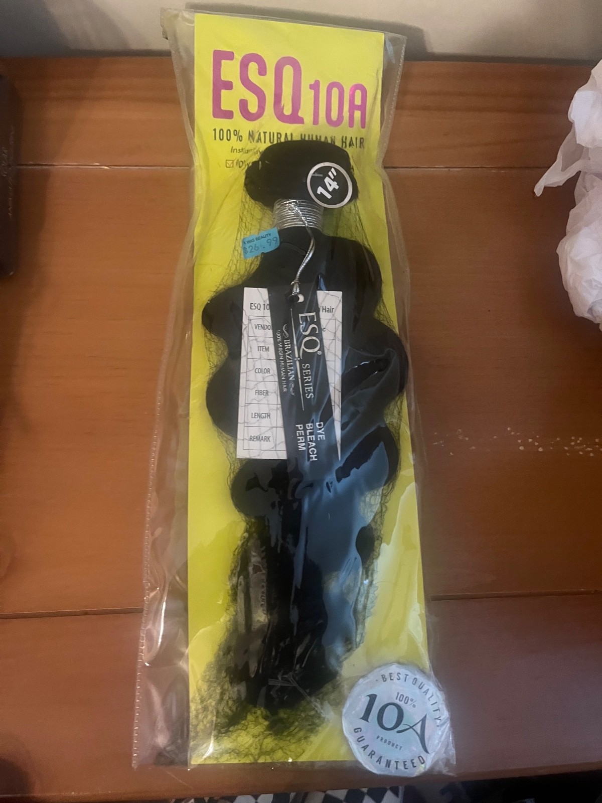 ESQ10A Deep Weaving Brazilian Virgin Human Hair Natural Black 14″