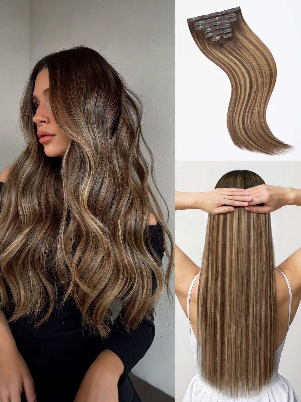 LUVME Straight Seamless 110g 7Pcs Clip in Hair Extensions Full Max … Fast Ship