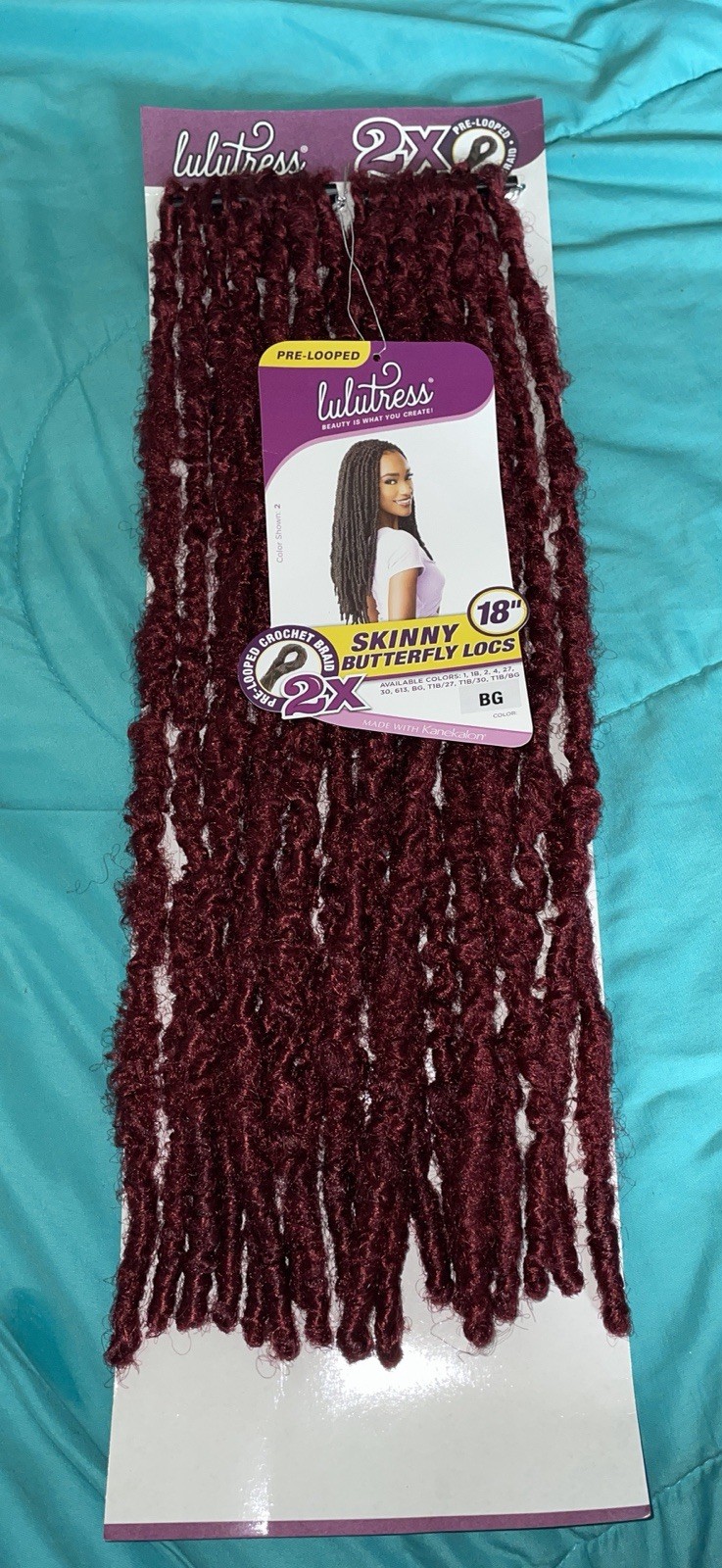 Lulutress Pre-Looped Skinny Butterfly Locs Crochet Hair 18″ Color BG