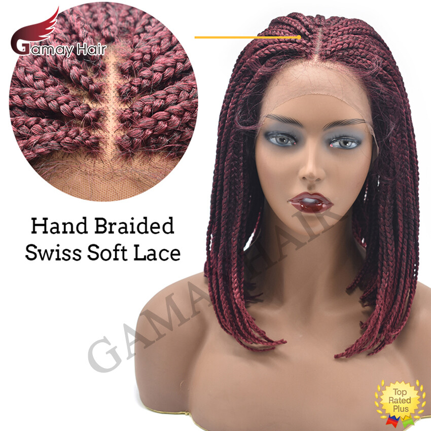 Lace Front Box Braided Cornrow Wig with Baby Hair for Black Women 16″ Braids Wig