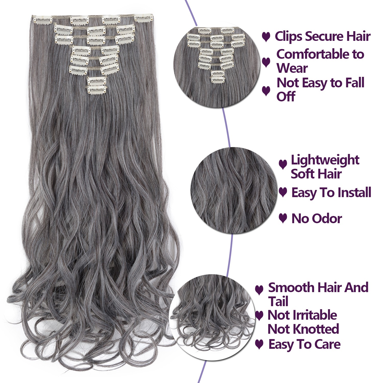 CLEARANCE Thick Clip In Hair Extensions 8PCS 18Clips Curly Wavy As Human Hair US