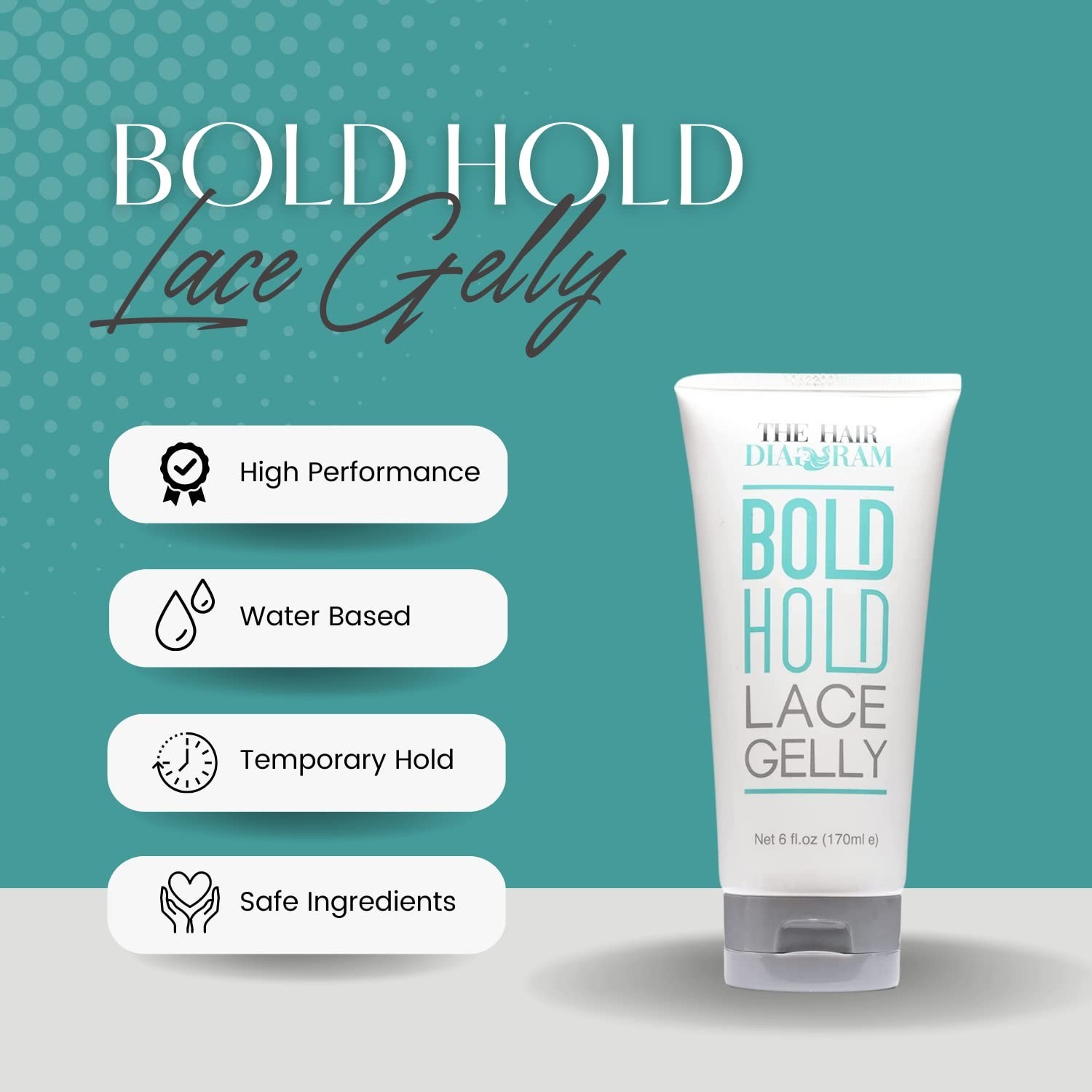 The Hair Diagram Bold Hold Lace Gelly Glueless Lace Melt Gel for Front Wigs, 6oz