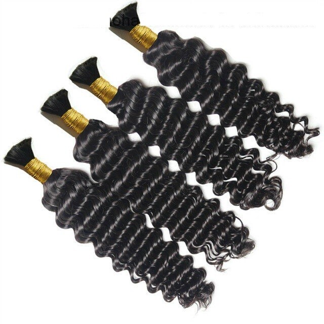 Deep Wave Human Hair Bulk For Braiding Brazilian Bulk Hair Weaving No Weft