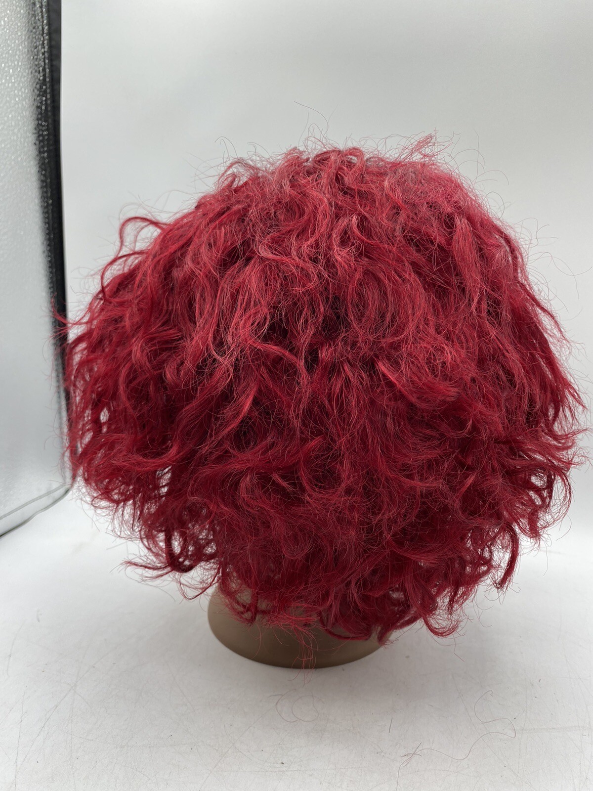 Quantum Love Human Hair Short Side Part Curly Wig Ombre Black/Burgundy Red