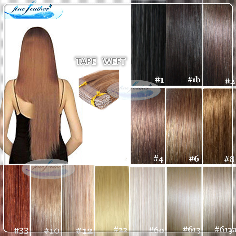 18″ Indian 100% Remy Human 6A Tape Hair Extensions Black/Brown/Blonde 40pcs
