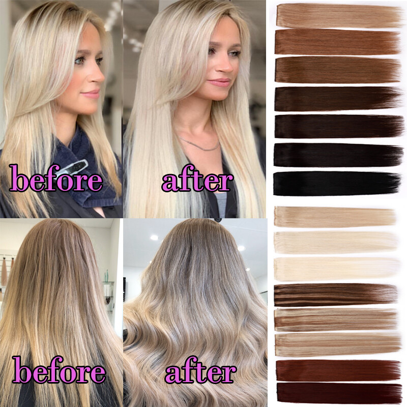 One Piece Clip In 100% Human Hair Extensions Straight/Wavy Many Color Hot Sale