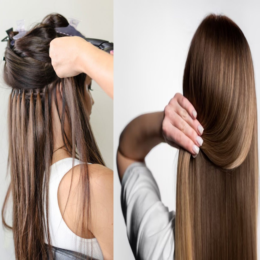 18- inch I Tip Remy Real Human Hair Extensions Straight Wavy Brown -8 No. 100gm