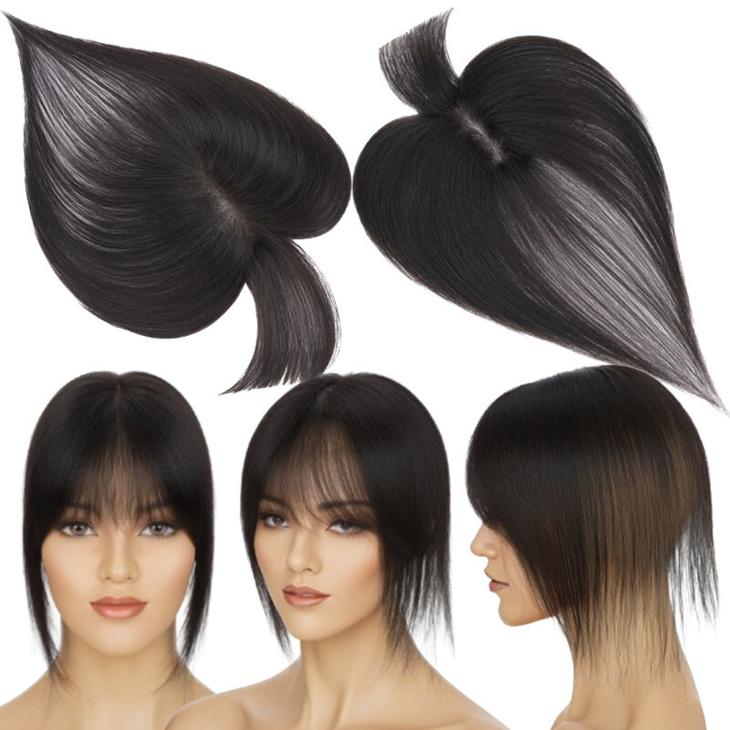 100% Remy Human Hair Topper Clip In Top Full Lace Base MONO Toupee Hairpiece US