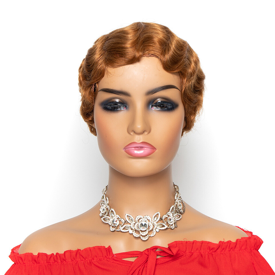 Short Mommy Pixie Cut Finger Wave Human Hair Wigs Brazilian Human Hair Wig