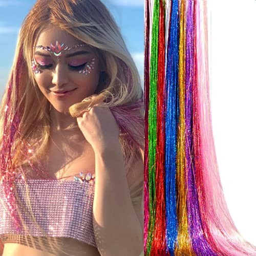 Hair Tinsel Kit With Tool 8600 48 Inch (Pack of 12), 20 Colors-8600 Strands
