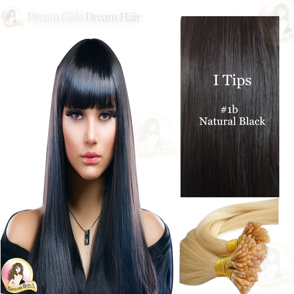 26″ Indian 100% Remy Human 6A Itips Micro Beads Hair Extensions Nature Black #1b