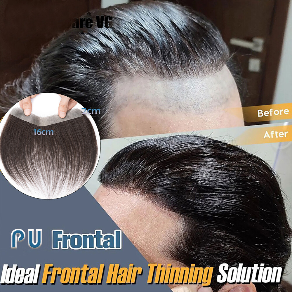 Natural Mens Human Hair Toupee Full Poly Skin Injected PU Replacement System Wig