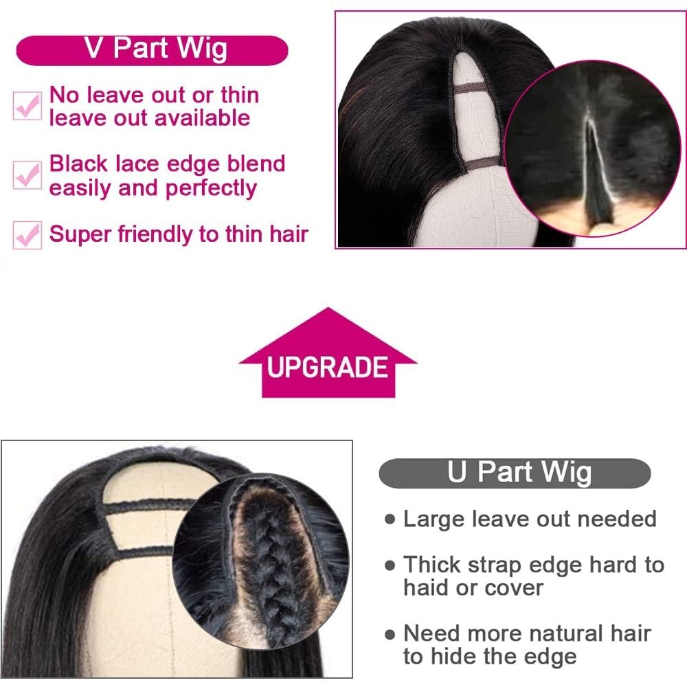 Pobokix Highlight Ombre V Part Wigs Human Hair Straight Brazilian 14″ FB30