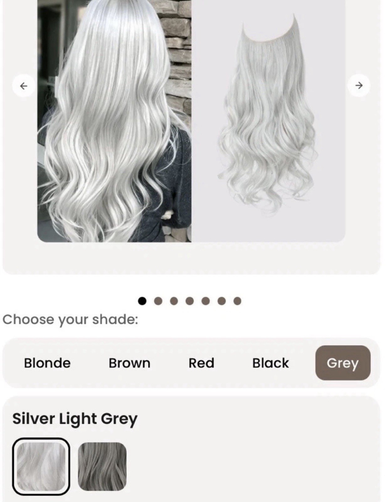 Thathair High Quality 14” Halo Extensions Silver Light Grey Wavy Straight Set