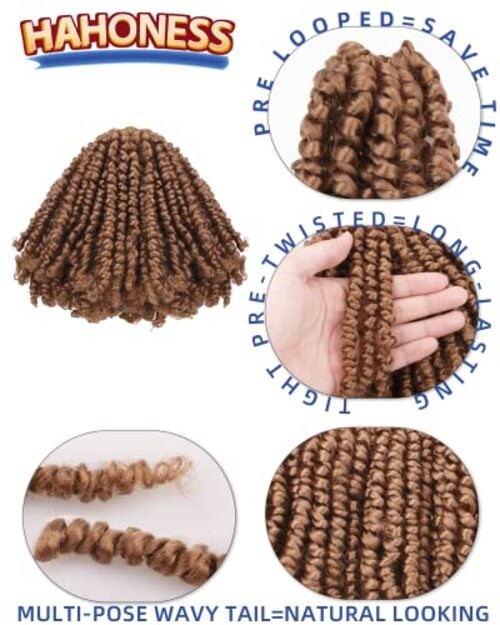 6 Inches 8 Packs Super Short Passion Twist Crochet Hair 6 Inch (Pack of 8) 27#