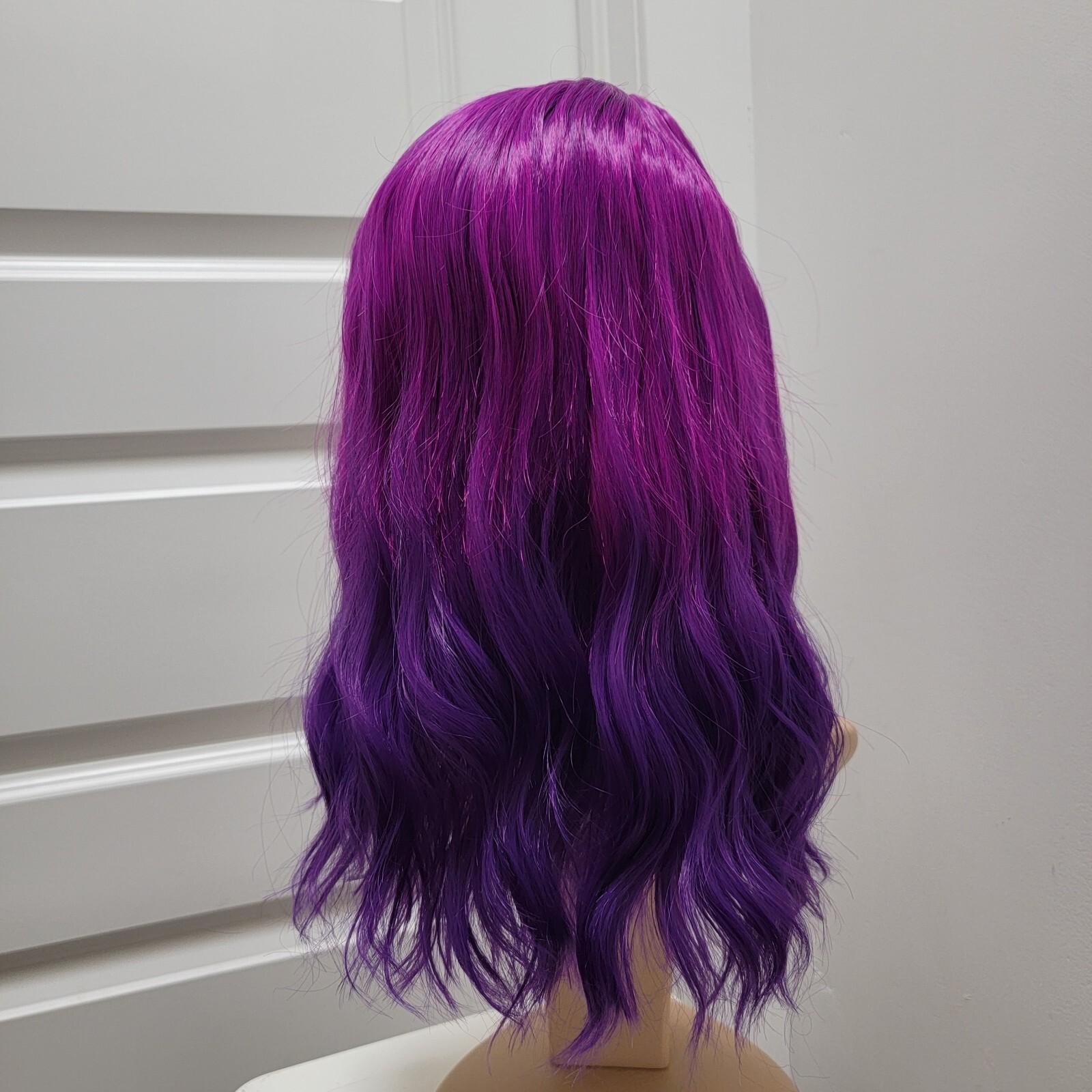 Purple/Violet Wig with Bangs Women’s Synthetic Hair Wavy Good Quality 14″ Sz M-L